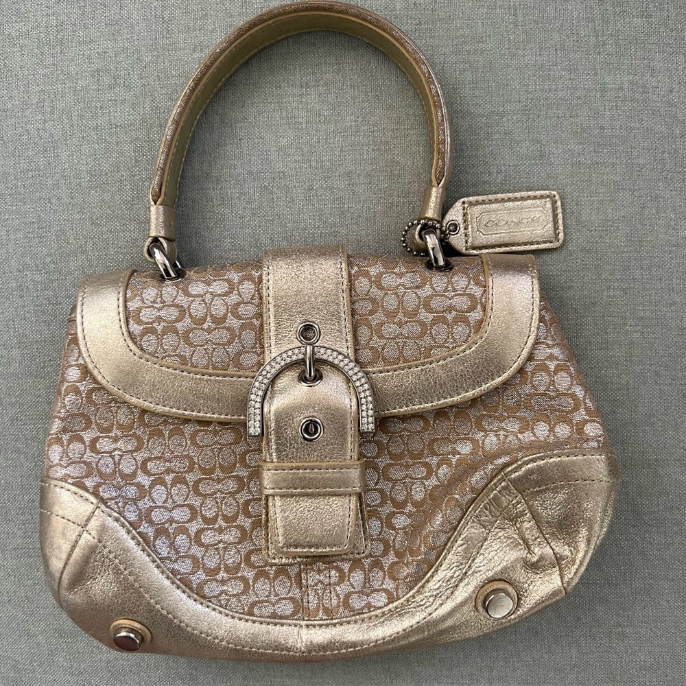 Coach lookalike gold Y2K mini purse with crystal buckle